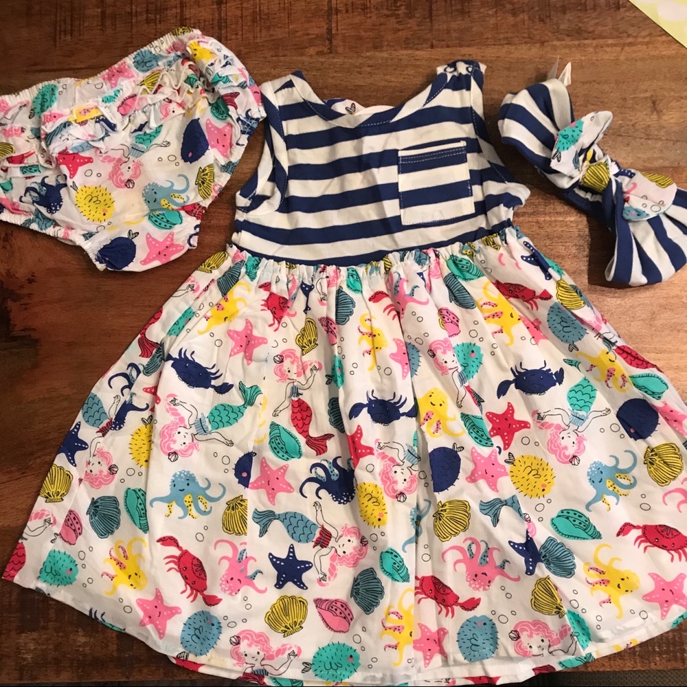NWT 3PC Tommy Bahama Mermaid Dress- 12M